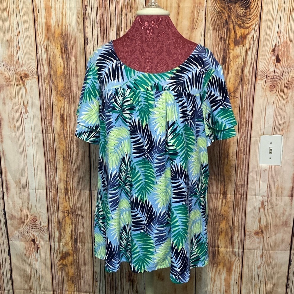 Women’s Kim Roger’s Curvy 2X Top Blue Green Color Summer Wear